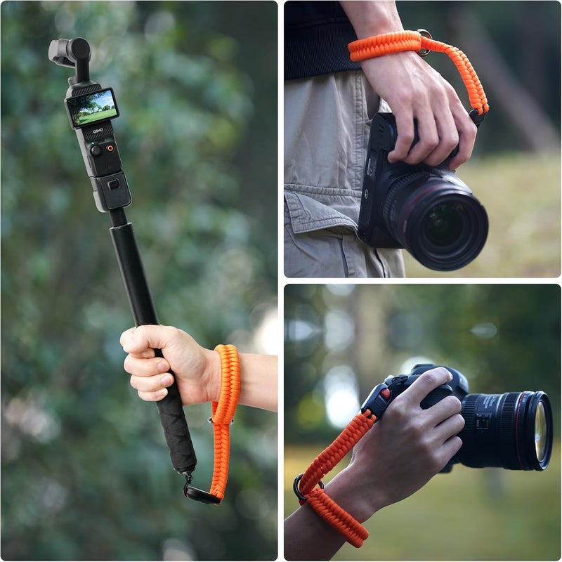 CYNOVA DJI Osmo Pocket 3 Accessories, Adjustable Nylon Hand Wrist Straps Lanyard with a 1/4" Screw, For Insta360 Selfie Stick, Go pro/Xtra Muse, Nikon Canon Sony Samsung Dslr Cameras, orange - Image 2